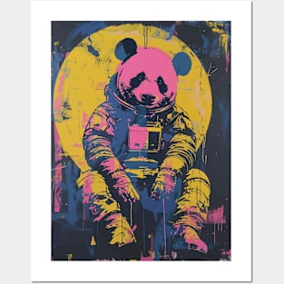 Vintage and vivid panda astronaut portrait Posters and Art